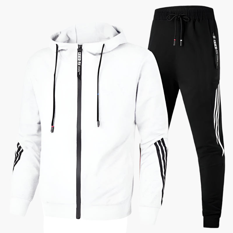 Men's Athletic Two-Piece Tracksuit Set – Casual Sportswear with Hoodie and Joggers