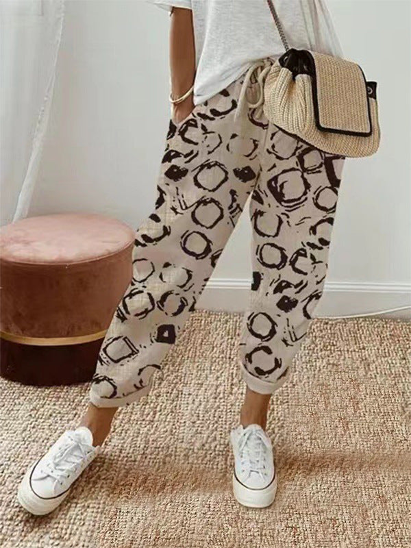 Adele – Casual Printed Cotton and Linen Pants