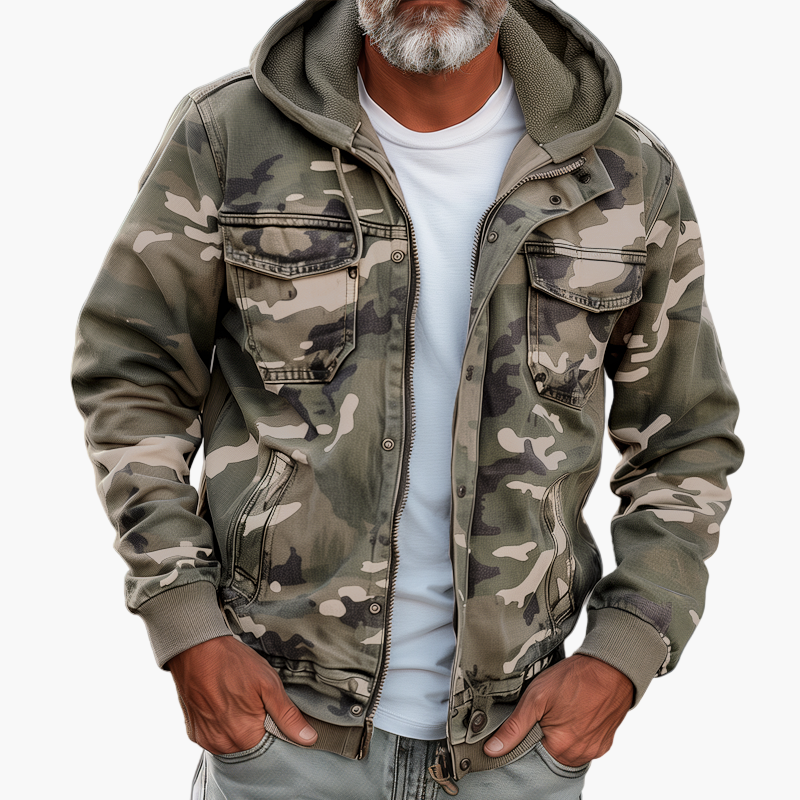 Men's Tactical Outdoor Camouflage Hooded Cargo Jacket