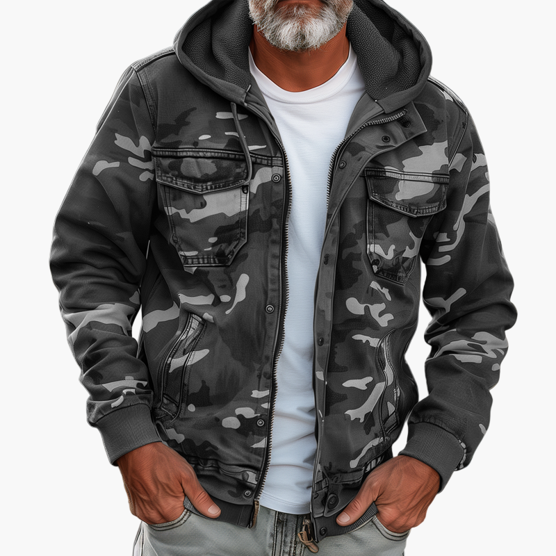 Men's Tactical Outdoor Camouflage Hooded Cargo Jacket
