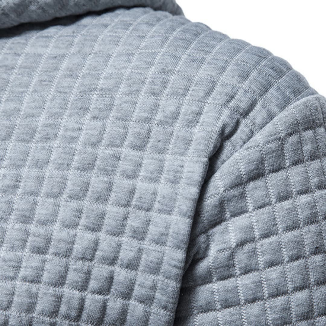 Men's Casual Plaid Textured Hoodie – Modern Relaxed Fit Pullover for Everyday Comfort