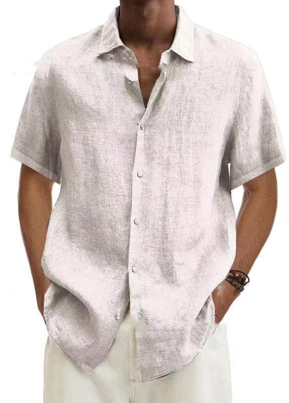 Men's Casual Short Sleeve Button Down Linen Blend Shirt – Relaxed Summer Style