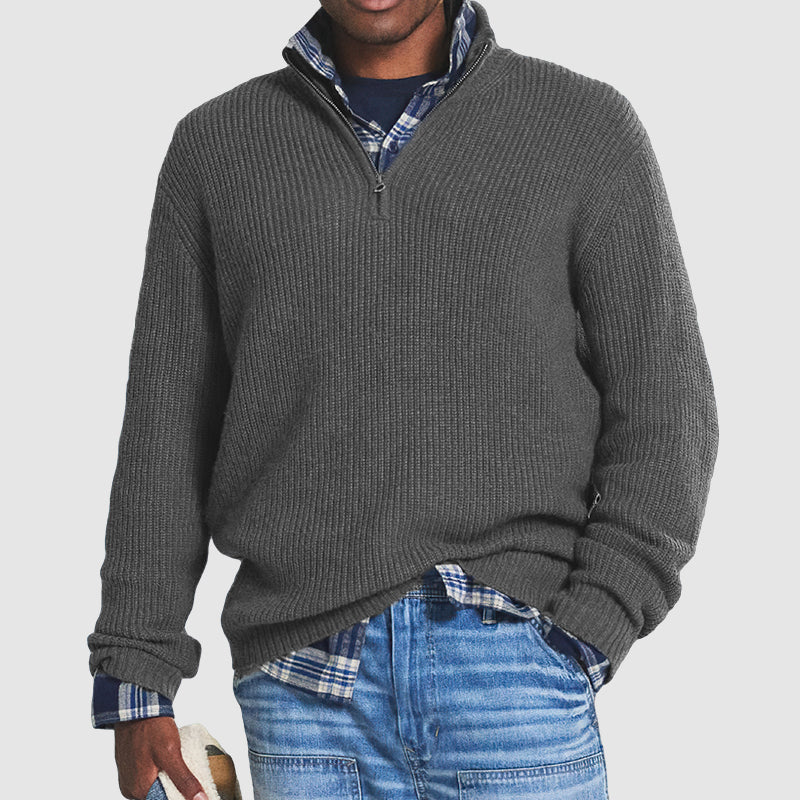 Men's Business Casual Quarter-Zip Knit Pullover Sweater – Stylish Comfort for Work and Everyday