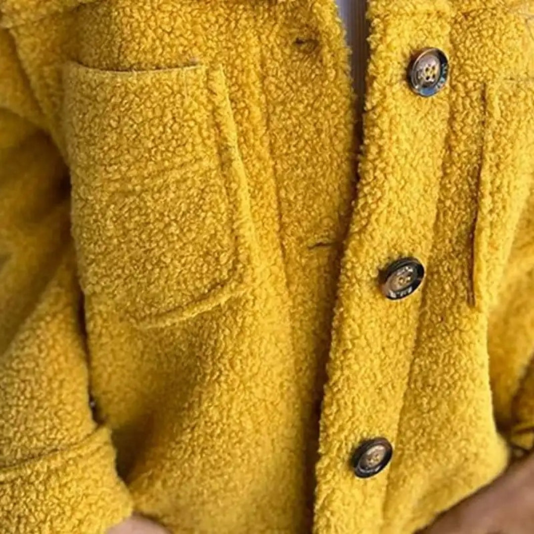 Women's Teddy Fleece Button-Up Sherpa Jacket – Casual Cozy Outerwear