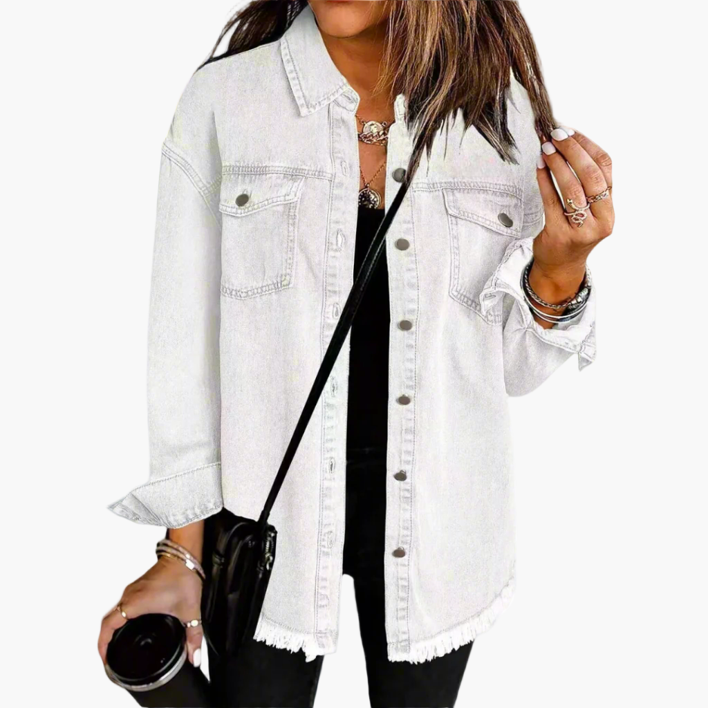 Women's Casual Button-Up Denim Shirt Jacket Oversized Trendy Street Style