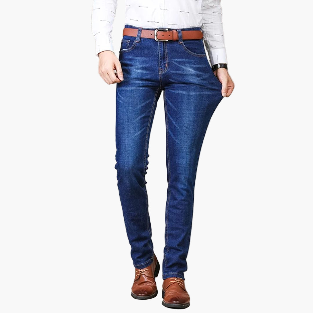 Men's Classic Straight Fit Stretch Everyday Jeans for Work or Casual Wear