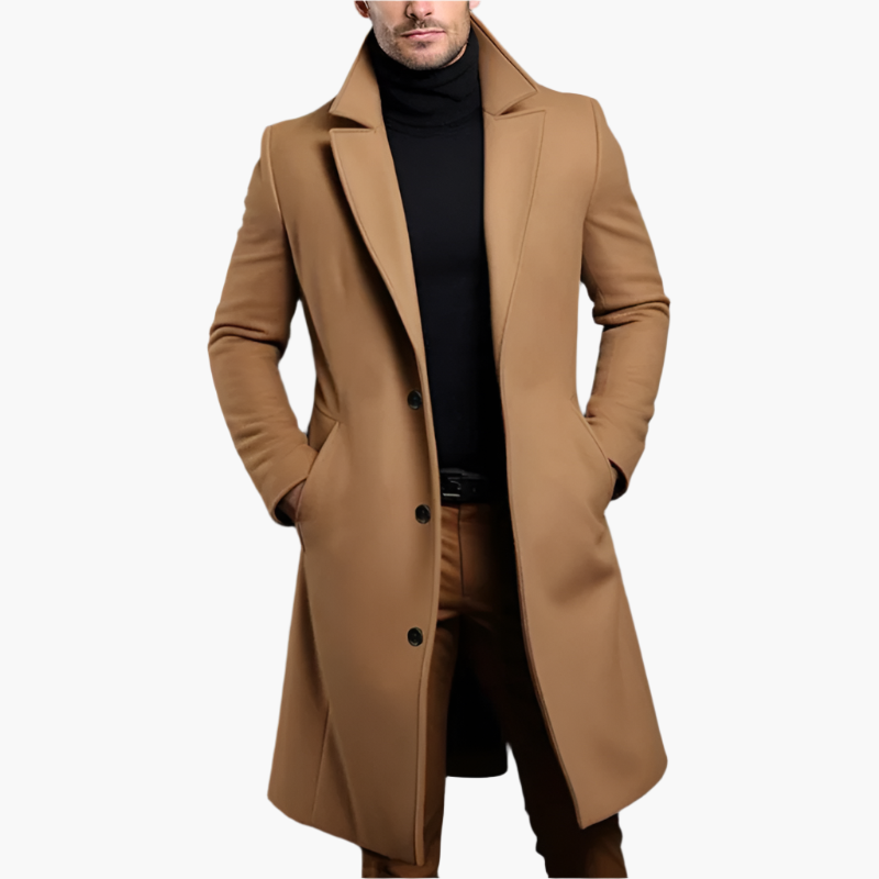 Men's Classic Wool Overcoat – Elegant Winter Business & Casual Outerwear
