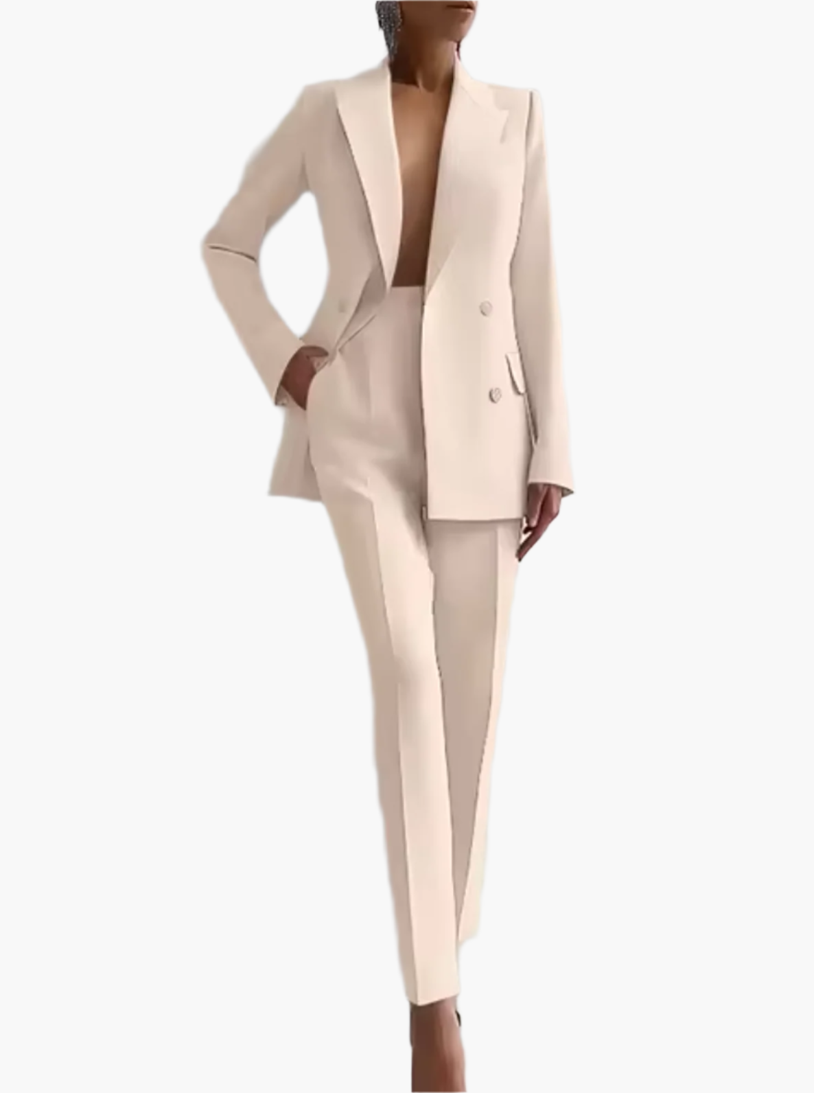 Women's Elegant Two-Piece Office Suit Set – Blazer & High-Waist Pants, Professional Summer Business Attire