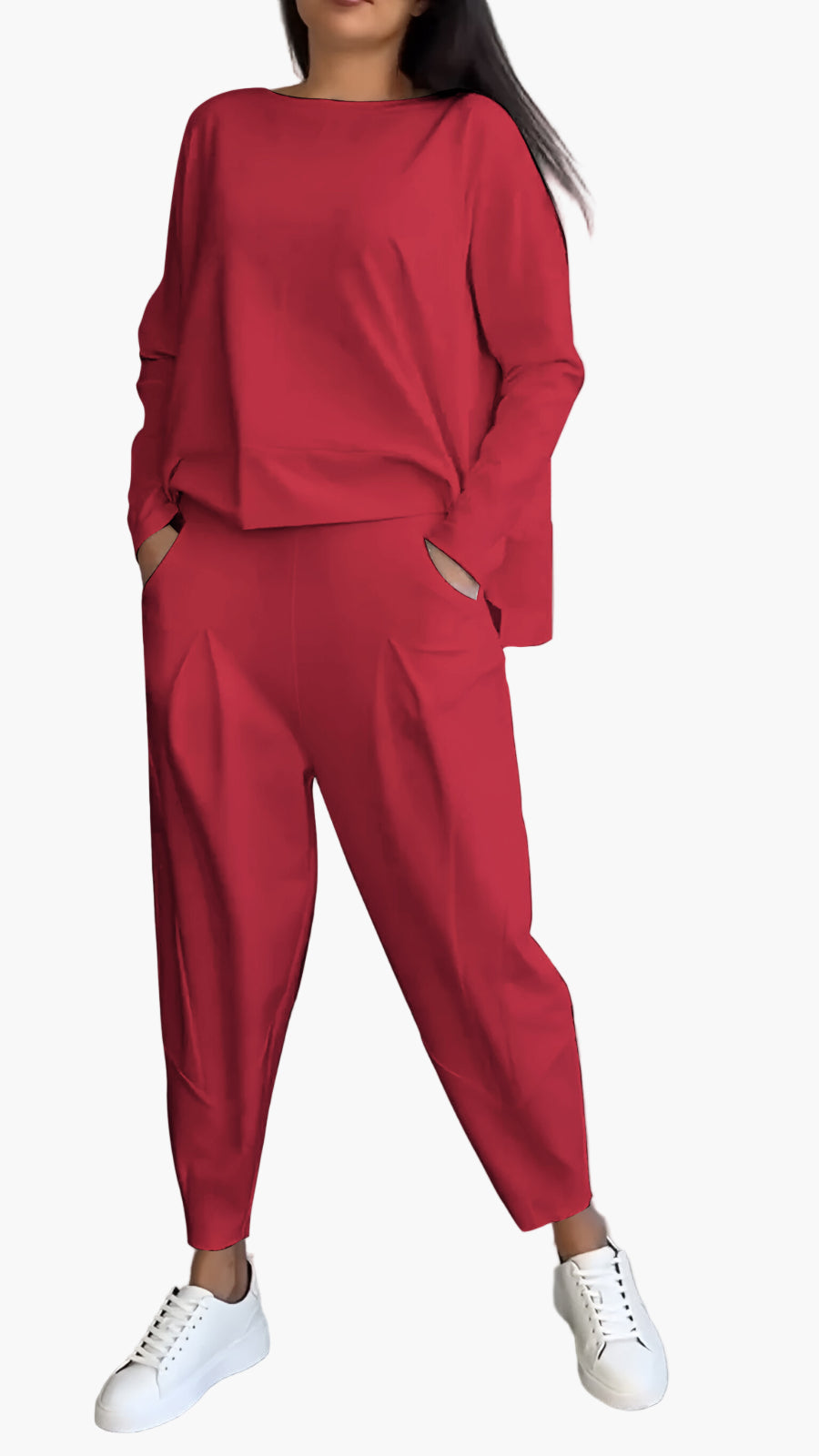 Women's Relaxed Two-Piece Lounge Set – Casual Sweatshirt and Jogger Pants Outfit