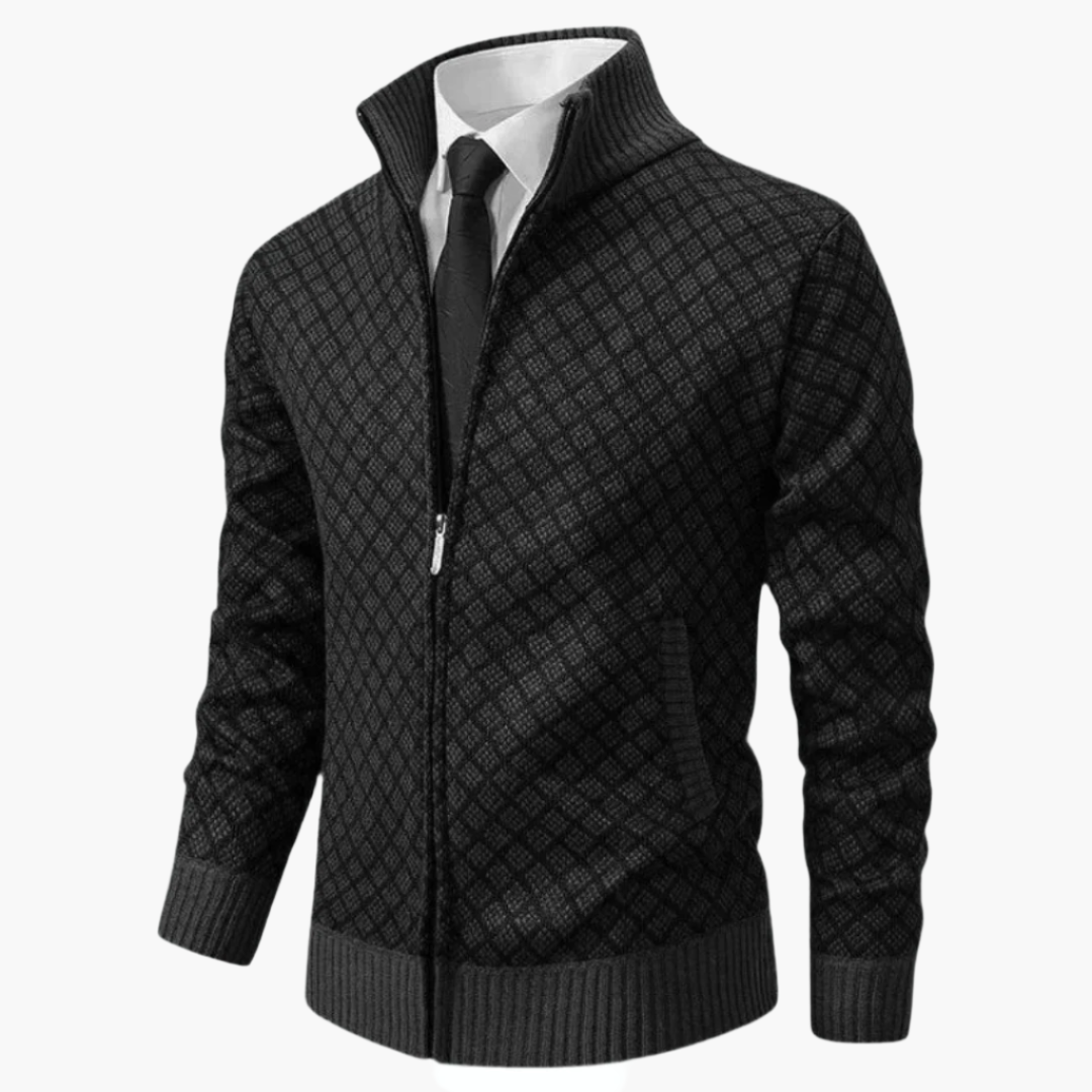 Men's Business Casual Knitted Zip-Up Cardigan Jacket