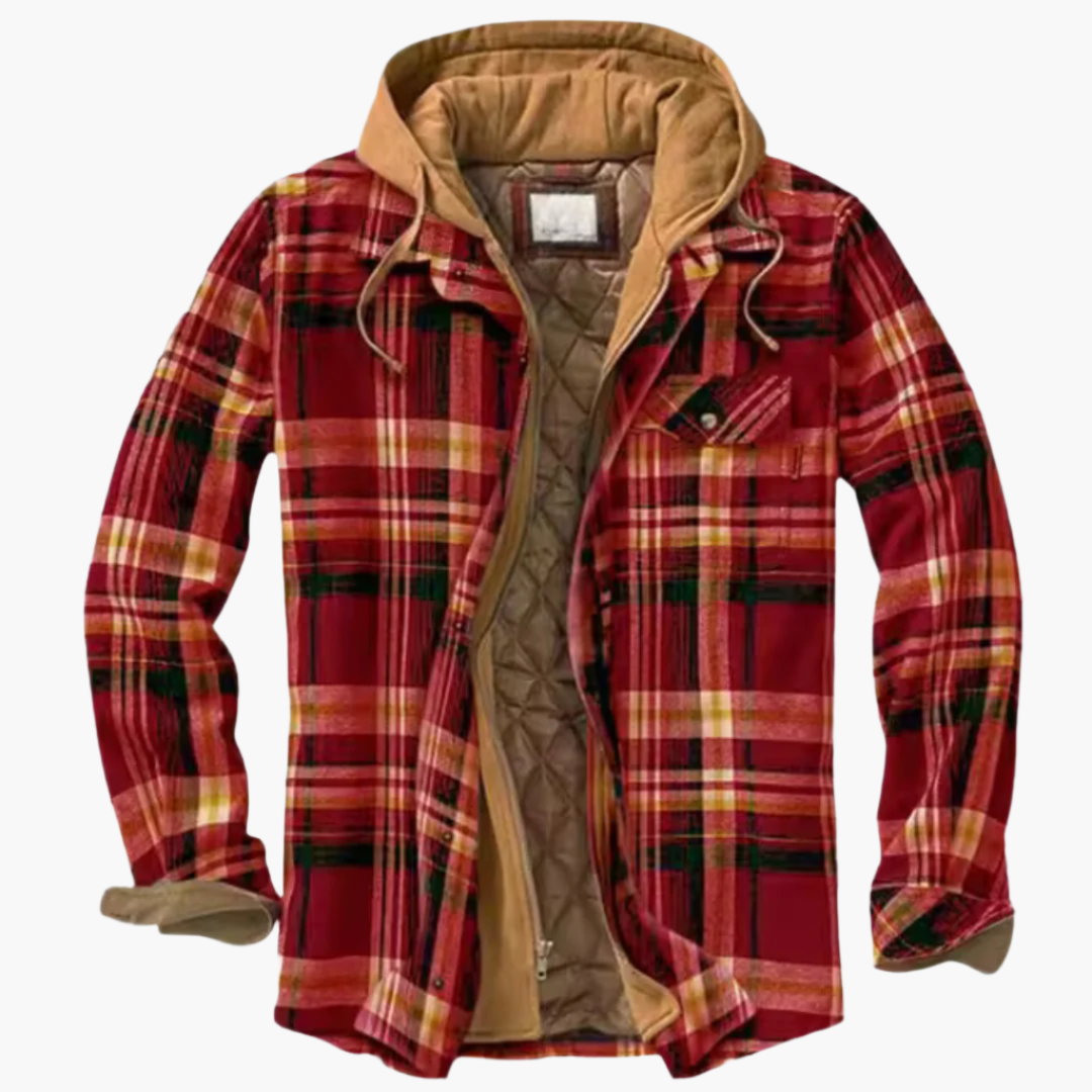 Men's Hooded Quilted Lumberjack Jacket for Outdoor and Urban Style