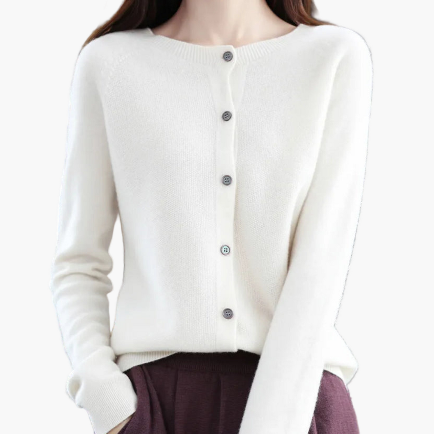 Women's Classic Button-Up O-Neck Cardigan Sweater – Versatile Everyday Style