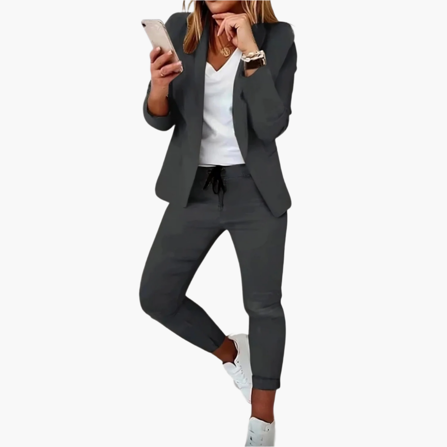Women's Modern Blazer and Jogger Pants Set – Stylish Business Casual Outfit