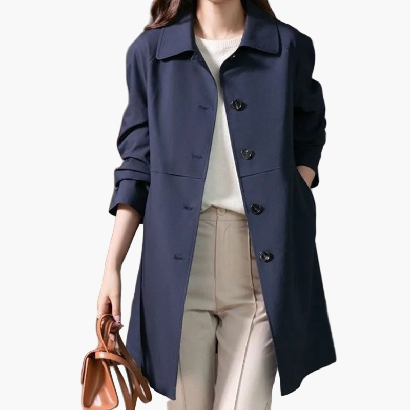 Women's Classic Single-Breasted Trench Coat – Timeless Office & Casual Outerwear