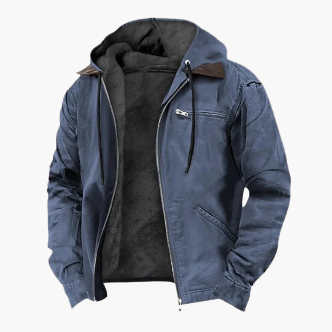 Men's Outdoor Casual Hooded Jacket with Zipper and Pockets