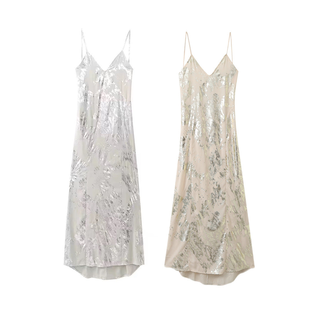 Jean – Metallic Print Slip Dress
