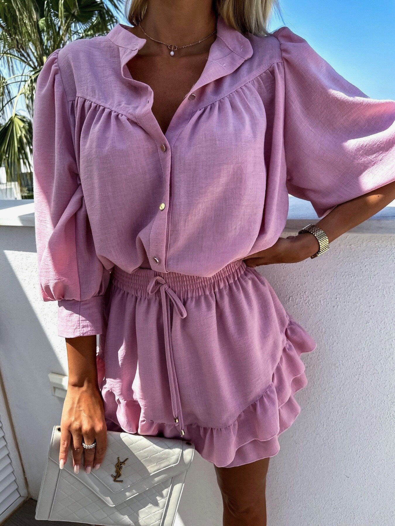 Esme – Fashion Cotton Linen Shirt Skirt Outfit
