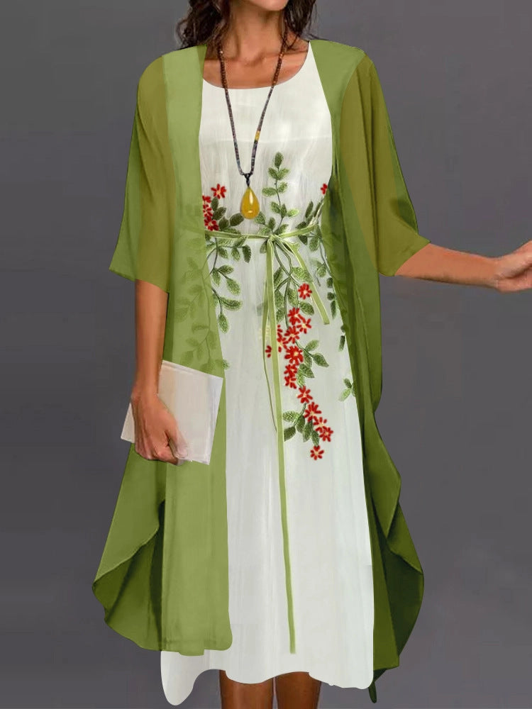 Women's Elegant Two-Piece Chiffon Long Dress Set for Special Occasions