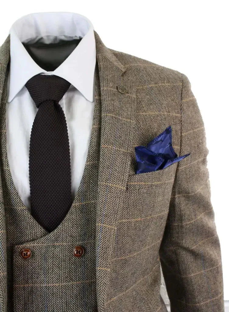 Men's Classic Double Breasted Three-Piece Suit – British Style Formalwear for Weddings and Events