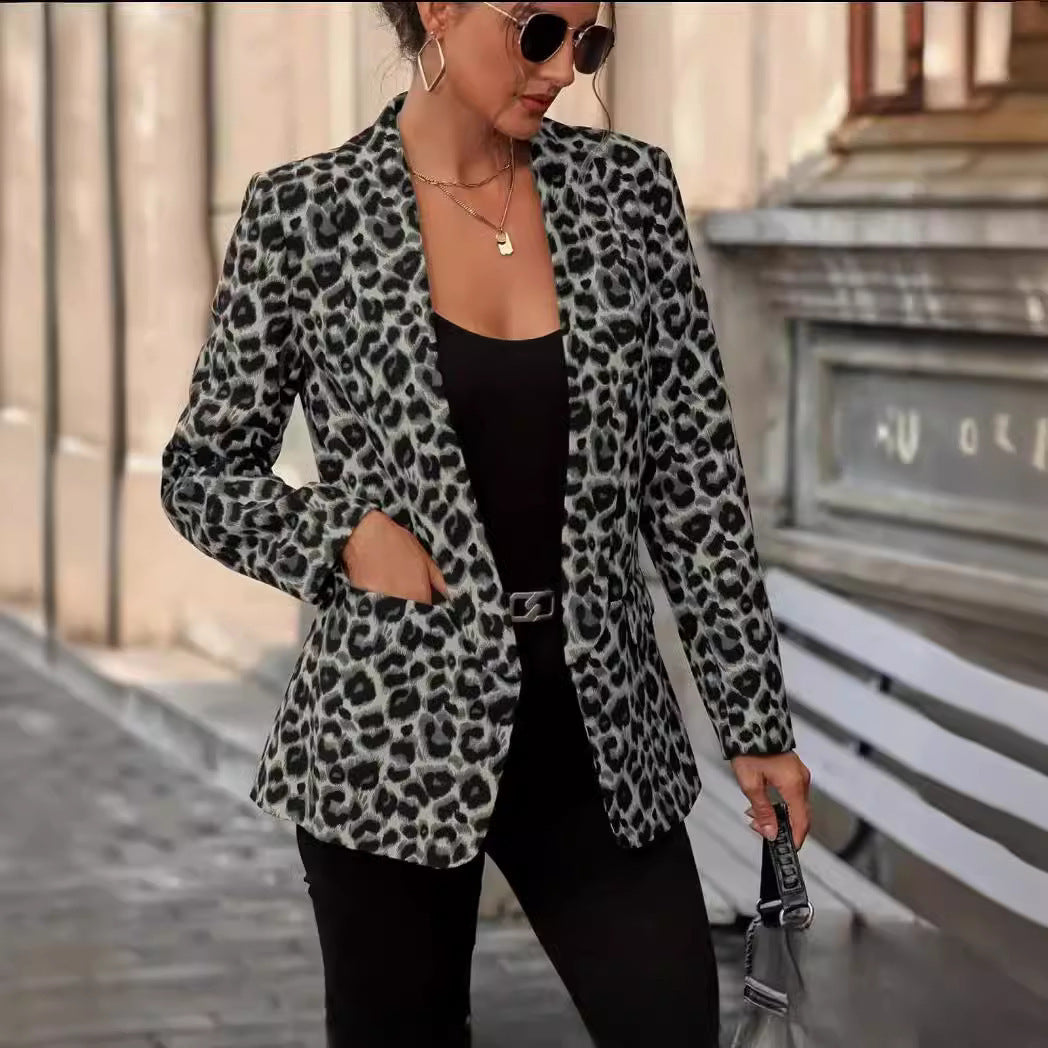 Rebecca – Leopard Print Suit Coat Top