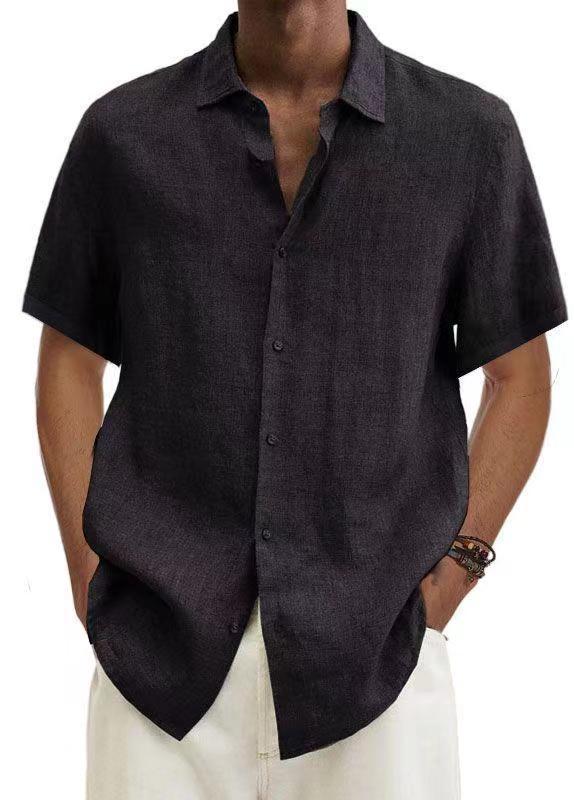 Men's Casual Short Sleeve Button Down Linen Blend Shirt – Relaxed Summer Style