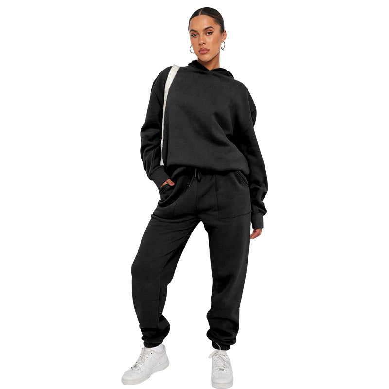 Alison – Solid Color Hooded Long Sleeve Sweater
