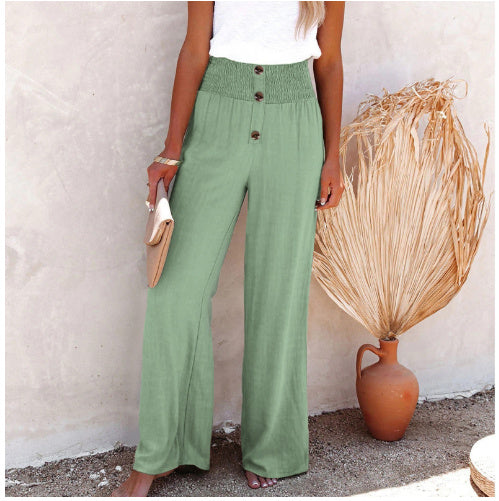 Donna – High Waist Loose Long Cotton Linen Wide Leg Pants