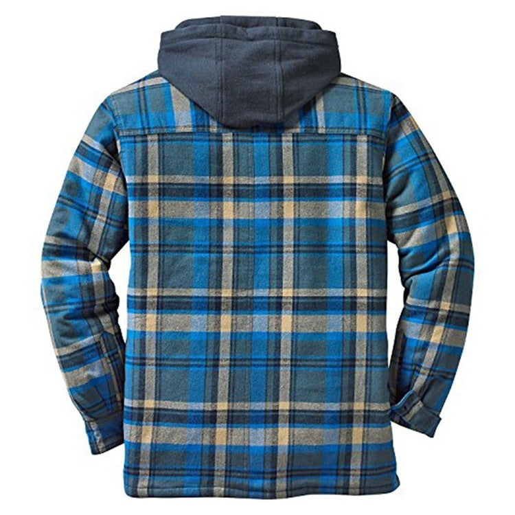 Jamie – Thickened Cotton Padded Plaid Long Sleeve Loose Hooded Jacket