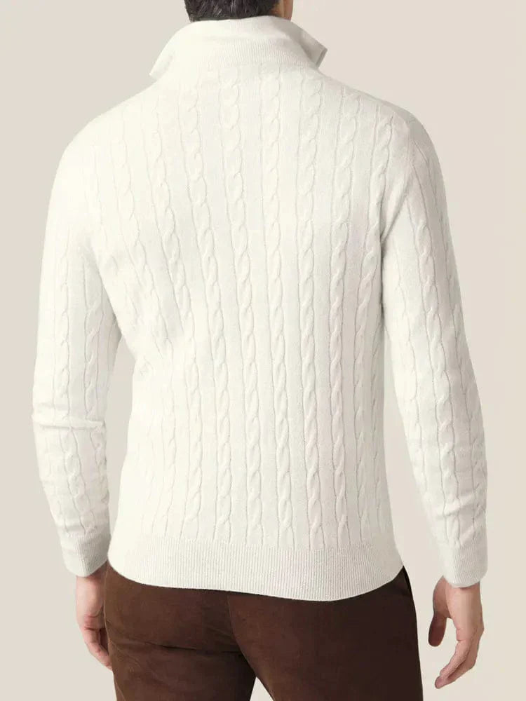 Men's Cable-Knit Quarter-Zip Sweater – Classic Modern Style for Work & Weekend