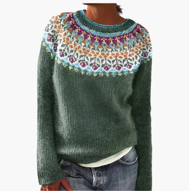 Women's Retro-Style Knitted Sweater, Casual Vintage Pullover for Autumn Winter