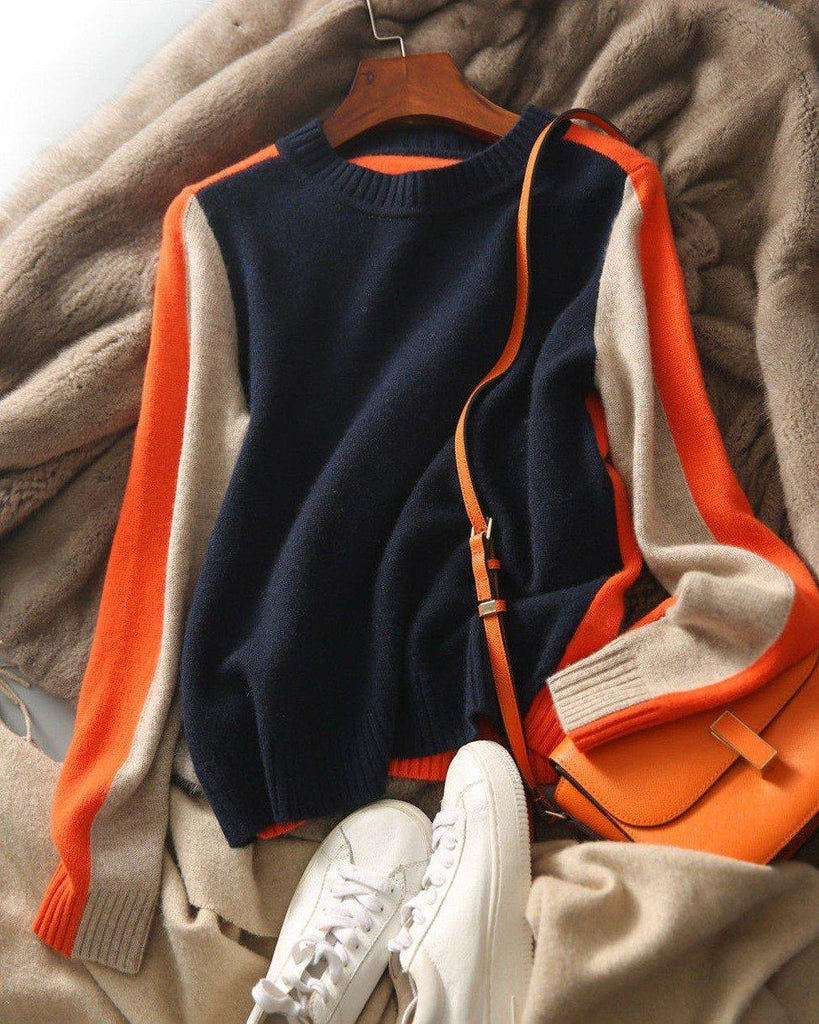 Women's Modern Graphic Stripe Pullover Sweater - Trendy Casual Urban Style