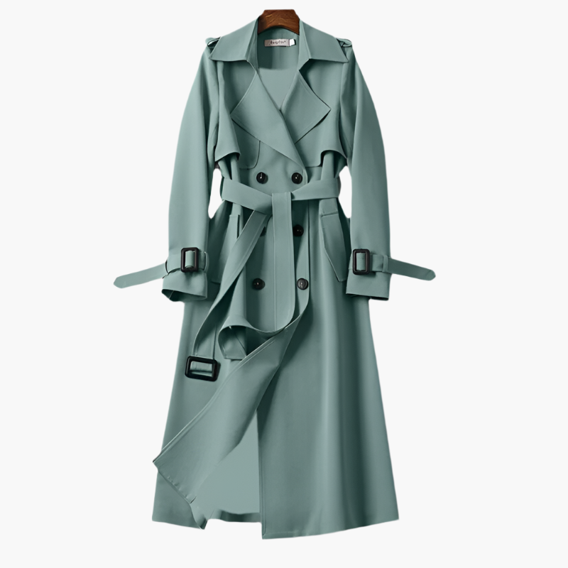 Women's Elegant Long Trench Coat – Classic Double-Breasted Style for All Occasions