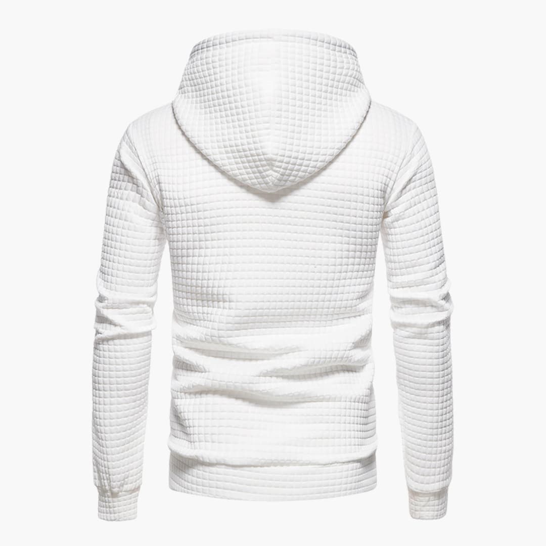 Men's Casual Plaid Textured Hoodie – Modern Relaxed Fit Pullover for Everyday Comfort
