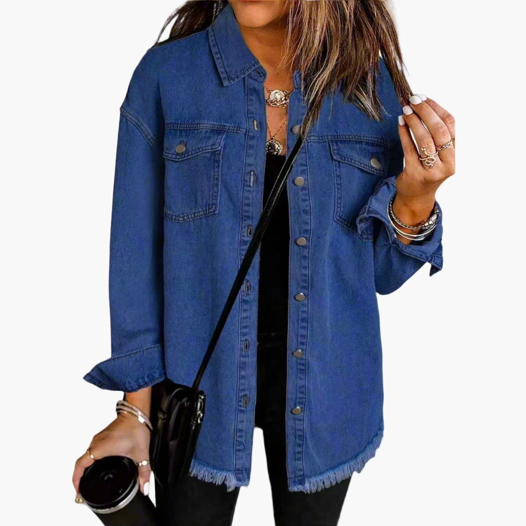 Women's Casual Button-Up Denim Shirt Jacket Oversized Trendy Street Style