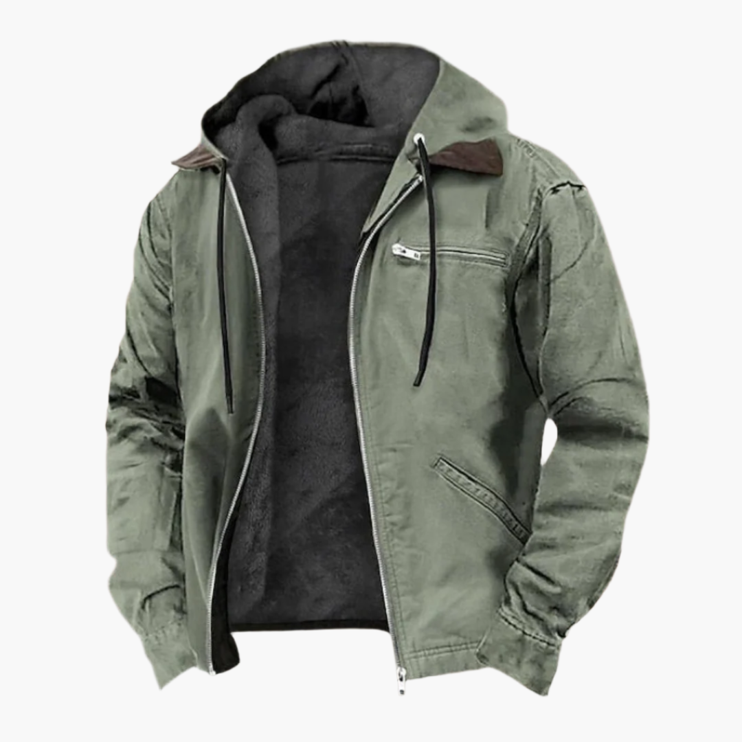 Men's Outdoor Casual Hooded Jacket with Zipper and Pockets