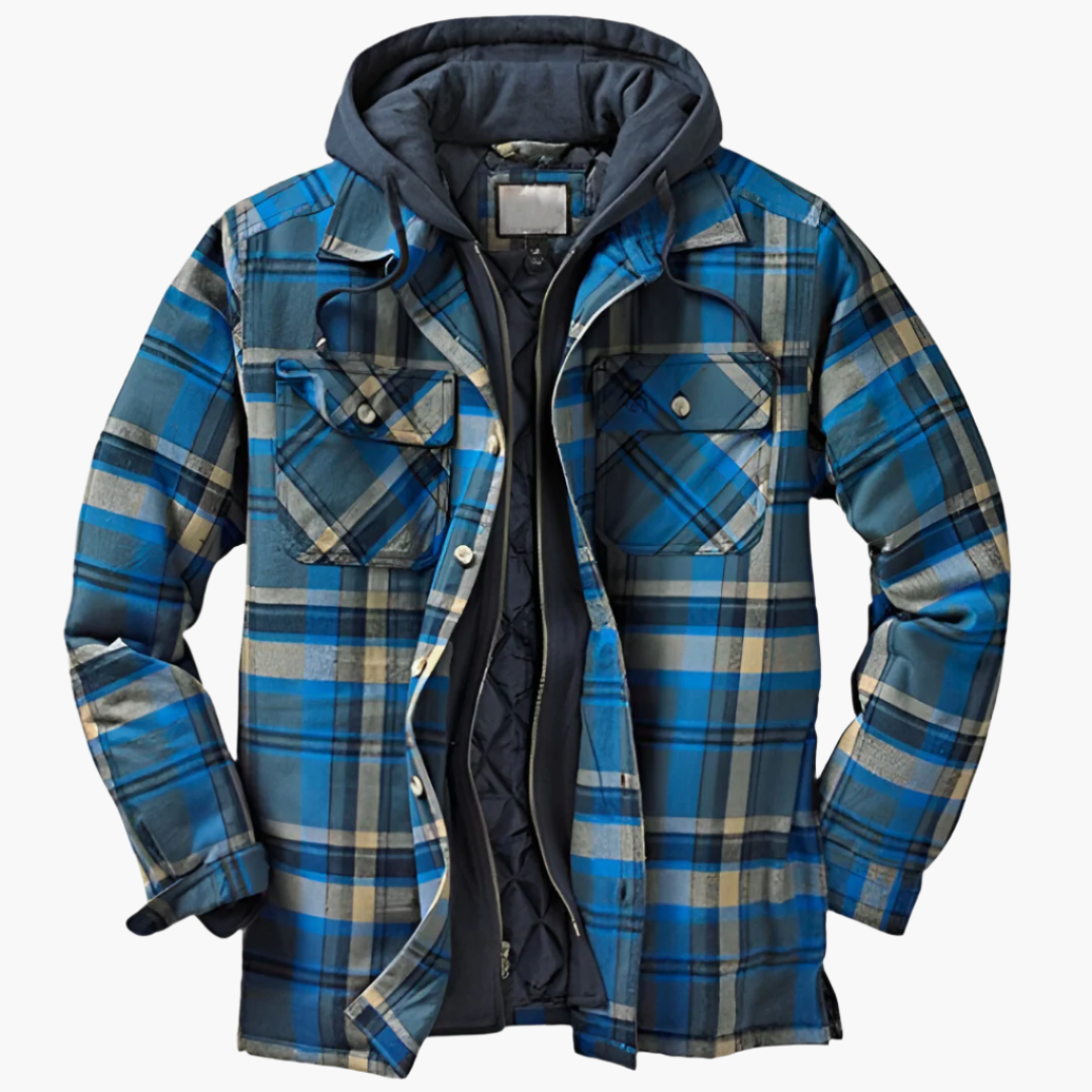 Men's Hooded Quilted Lumberjack Jacket for Outdoor and Urban Style