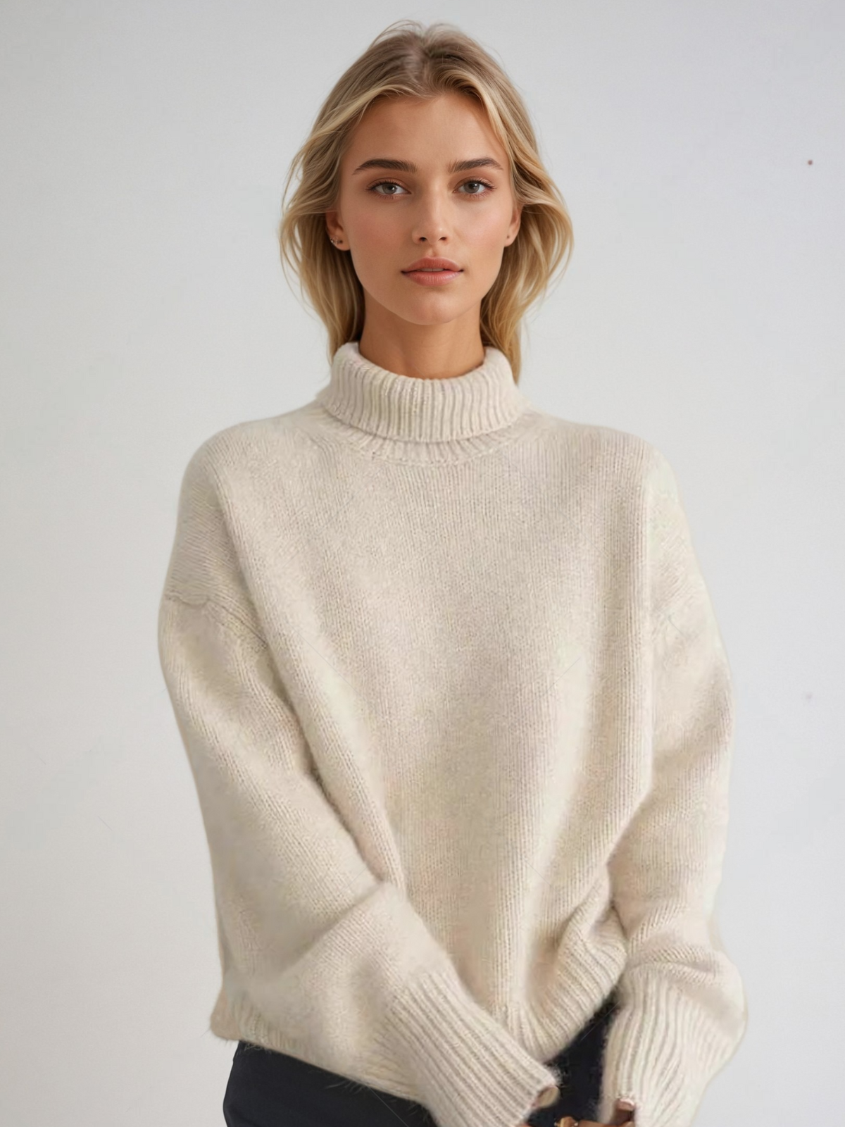 Women's Luxury Turtleneck Sweater, Relaxed Fit, Korean Style – Perfect for Fall and Winter