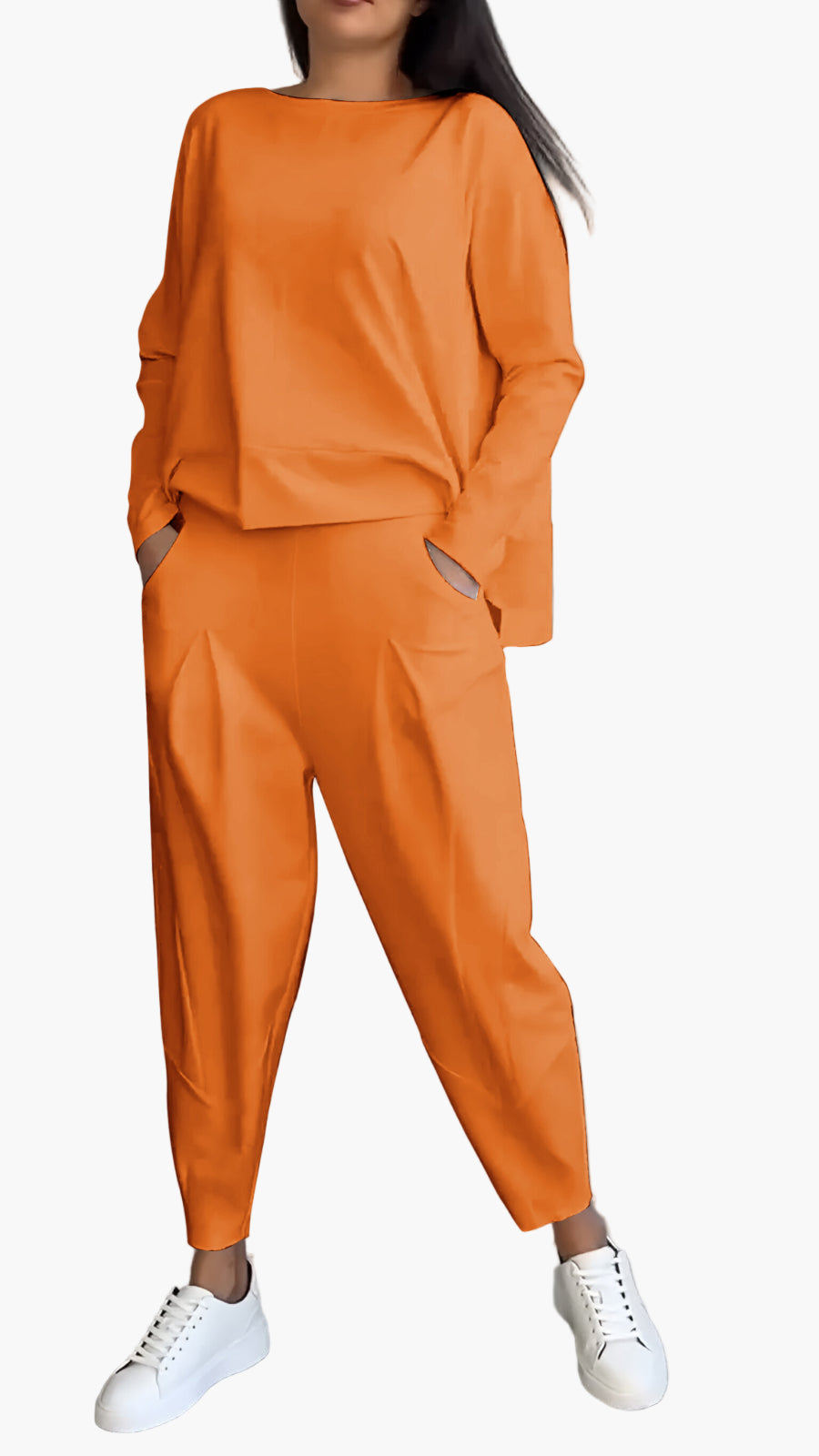 Women's Relaxed Two-Piece Lounge Set – Casual Sweatshirt and Jogger Pants Outfit