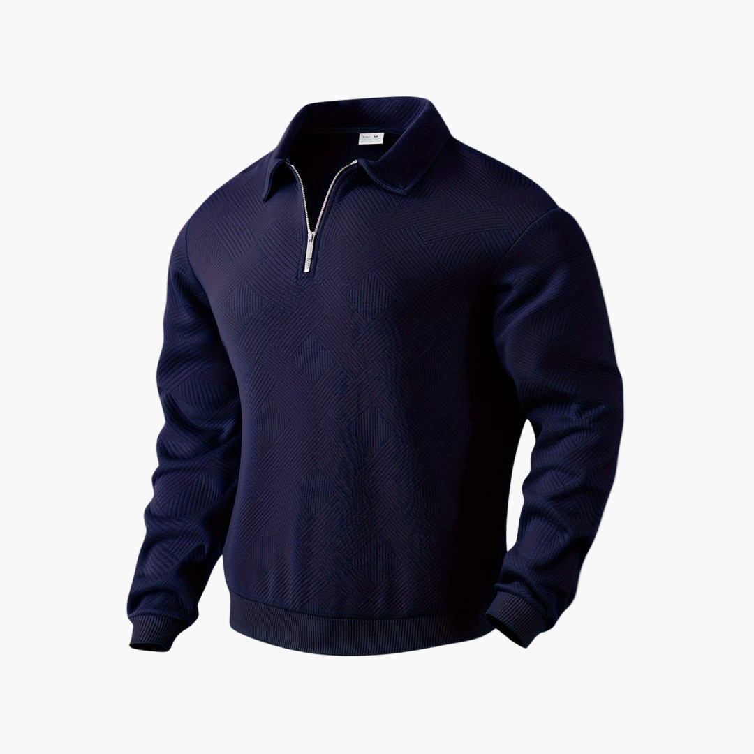 Men's Quarter-Zip Geometric Pattern Casual Sweater – Vintage-Inspired Relaxed Fit Pullover
