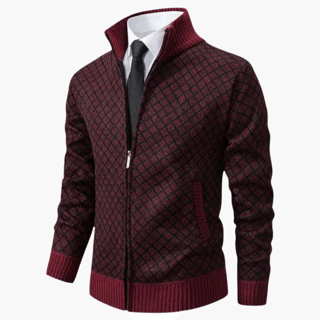 Men's Business Casual Knitted Zip-Up Cardigan Jacket
