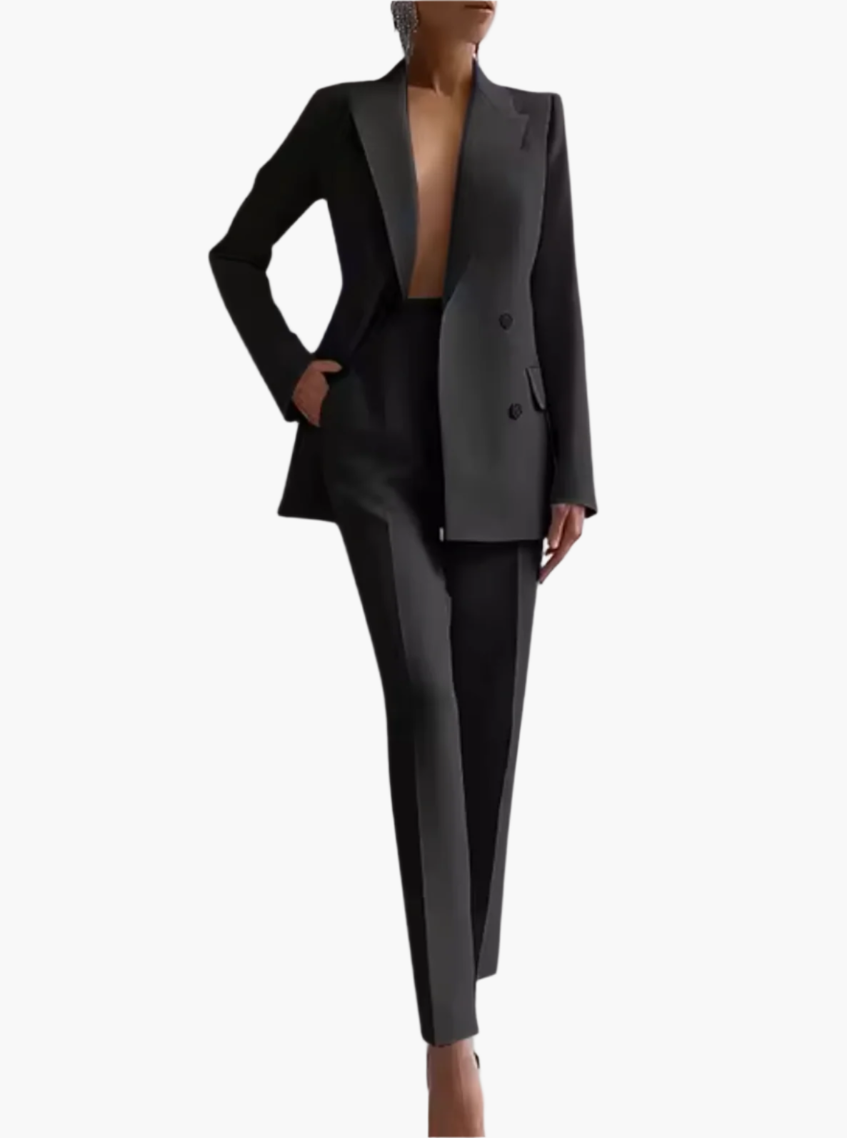 Women's Elegant Two-Piece Office Suit Set – Blazer & High-Waist Pants, Professional Summer Business Attire