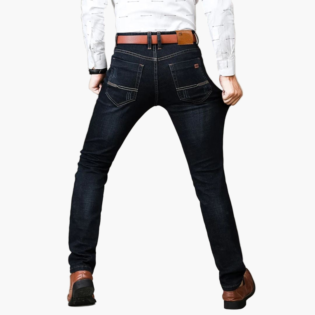 Men's Classic Straight Fit Stretch Everyday Jeans for Work or Casual Wear