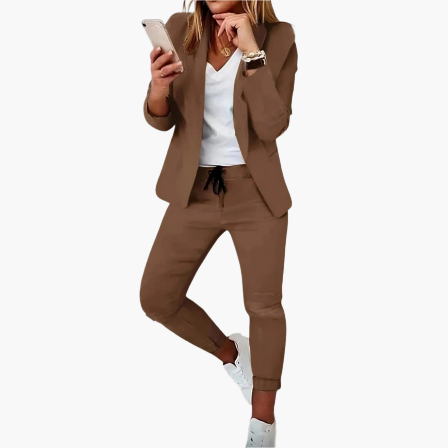 Women's Modern Blazer and Jogger Pants Set – Stylish Business Casual Outfit