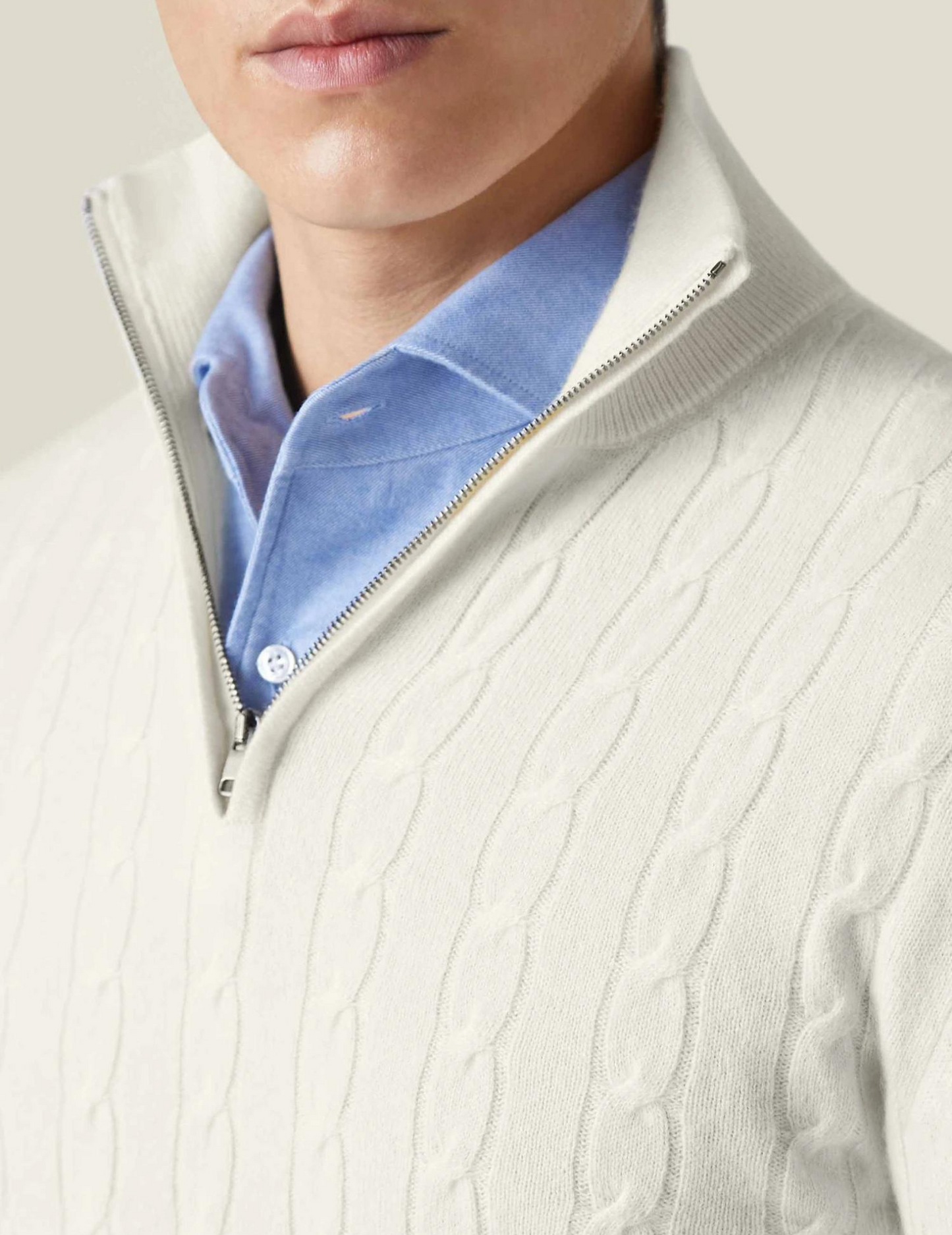 Men's Cable-Knit Quarter-Zip Sweater – Classic Modern Style for Work & Weekend