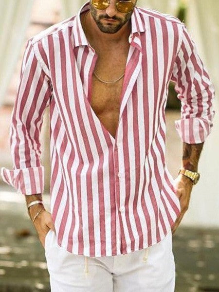 Leah – Loose Polo Collar Striped Shirt