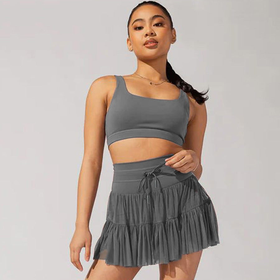 Lauren – High Waist Pleated Sports Skirt with Safety Shorts