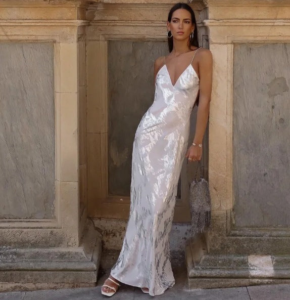 Jean – Metallic Print Slip Dress