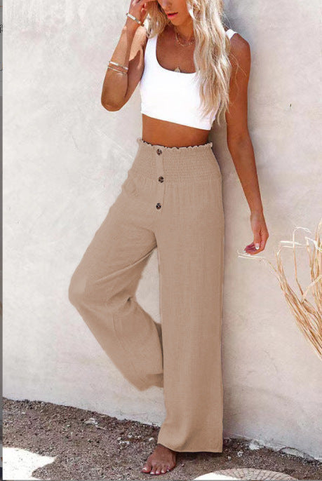 Donna – High Waist Loose Long Cotton Linen Wide Leg Pants