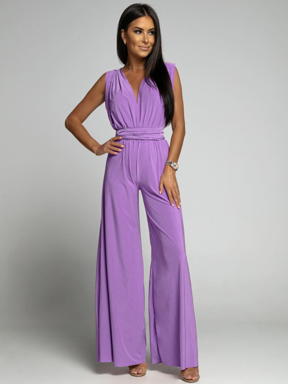 Women's Elegant Wide Leg Sleeveless Jumpsuit for Casual & Formal Occasions