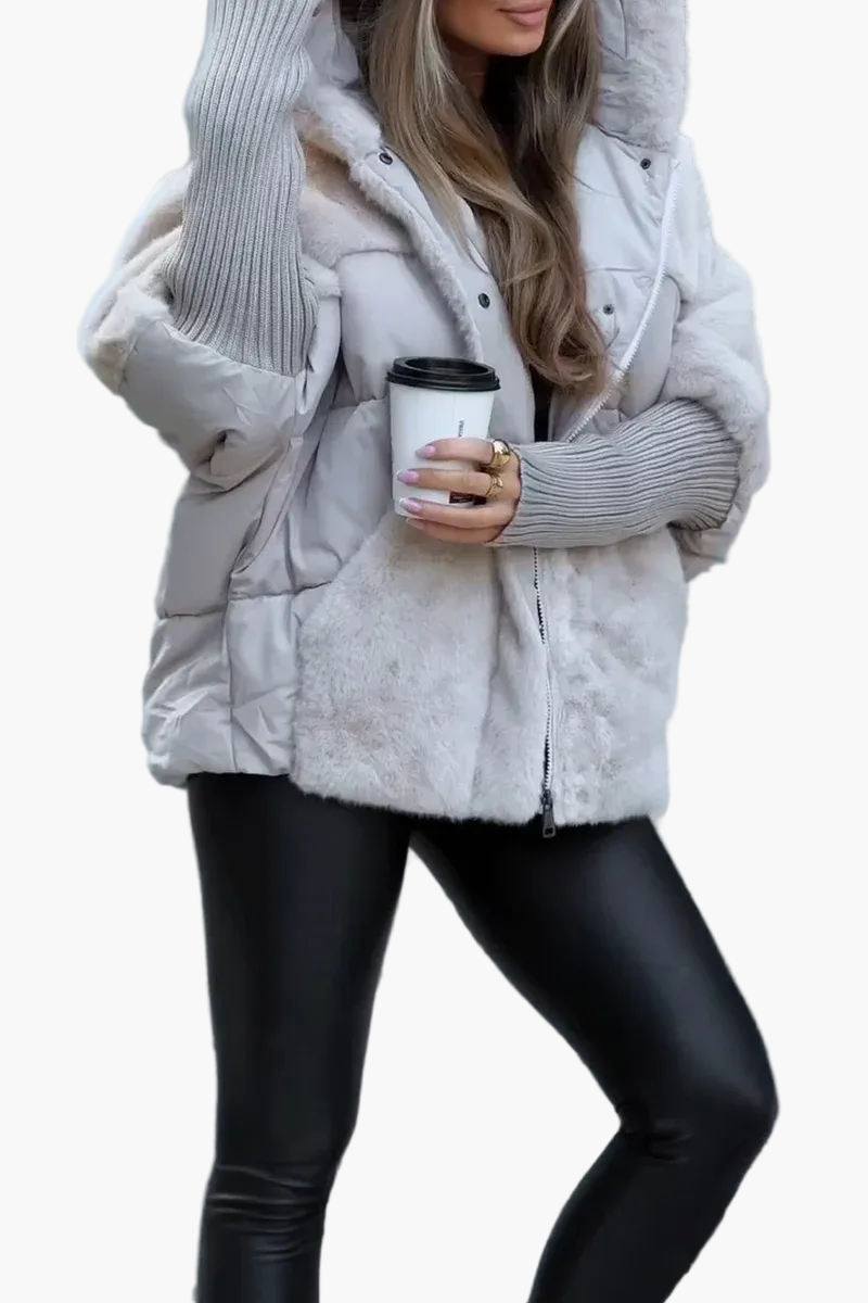 Women's Winter Faux Fur Hooded Puffer Jacket for Cold Weather Outdoor Style